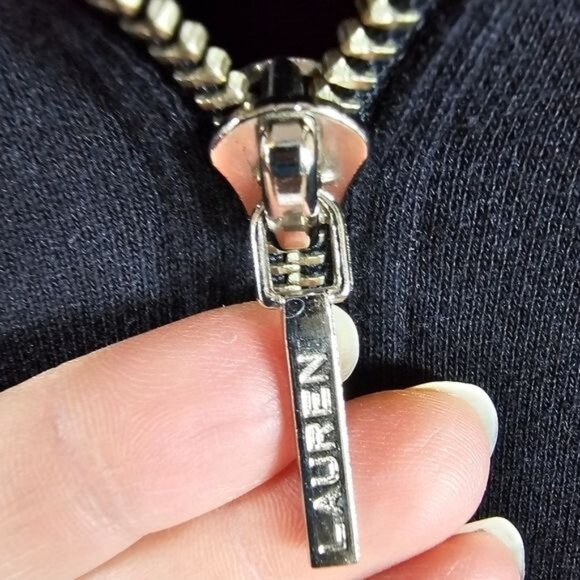 VTG Lauren Jeans Co. Womens Cotton Black 1/4 Zip Sweatshirt Sz L Zip Pocket - Picture 3 of 10